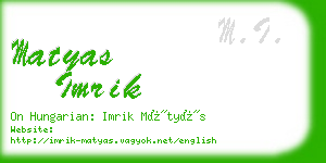 matyas imrik business card